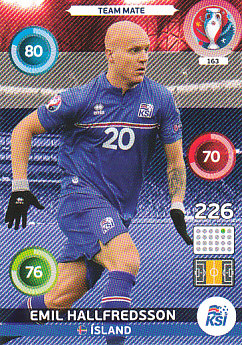 Emil Hallfredsson Iceland Panini UEFA EURO 2016 #163